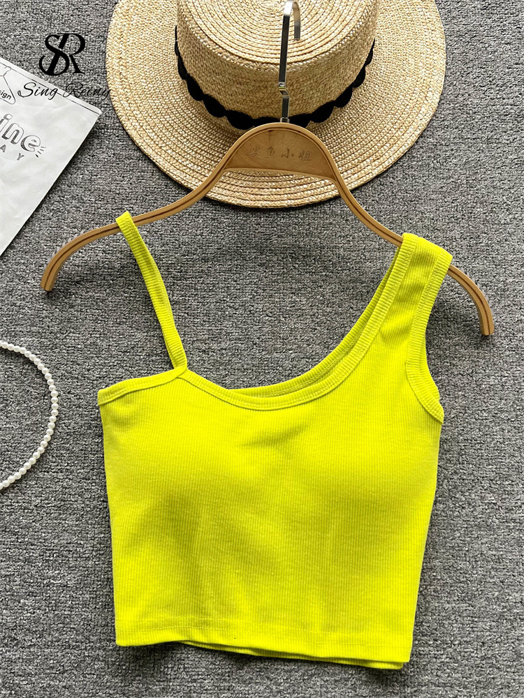 Camisoles Tanks SINGREINY Sport Knit Women Summer Camisole Solid Sexy Backless High Street Tank Top Ladies Slim Beach Strap Top 230426