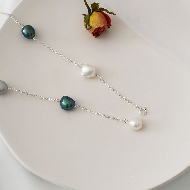 Pendant Necklaces ASHIQI Real 925 Sterling Silver Necklace 89mm Natural Baroque Pearl For Women Vintage Handmade Jewelry Gift 230425