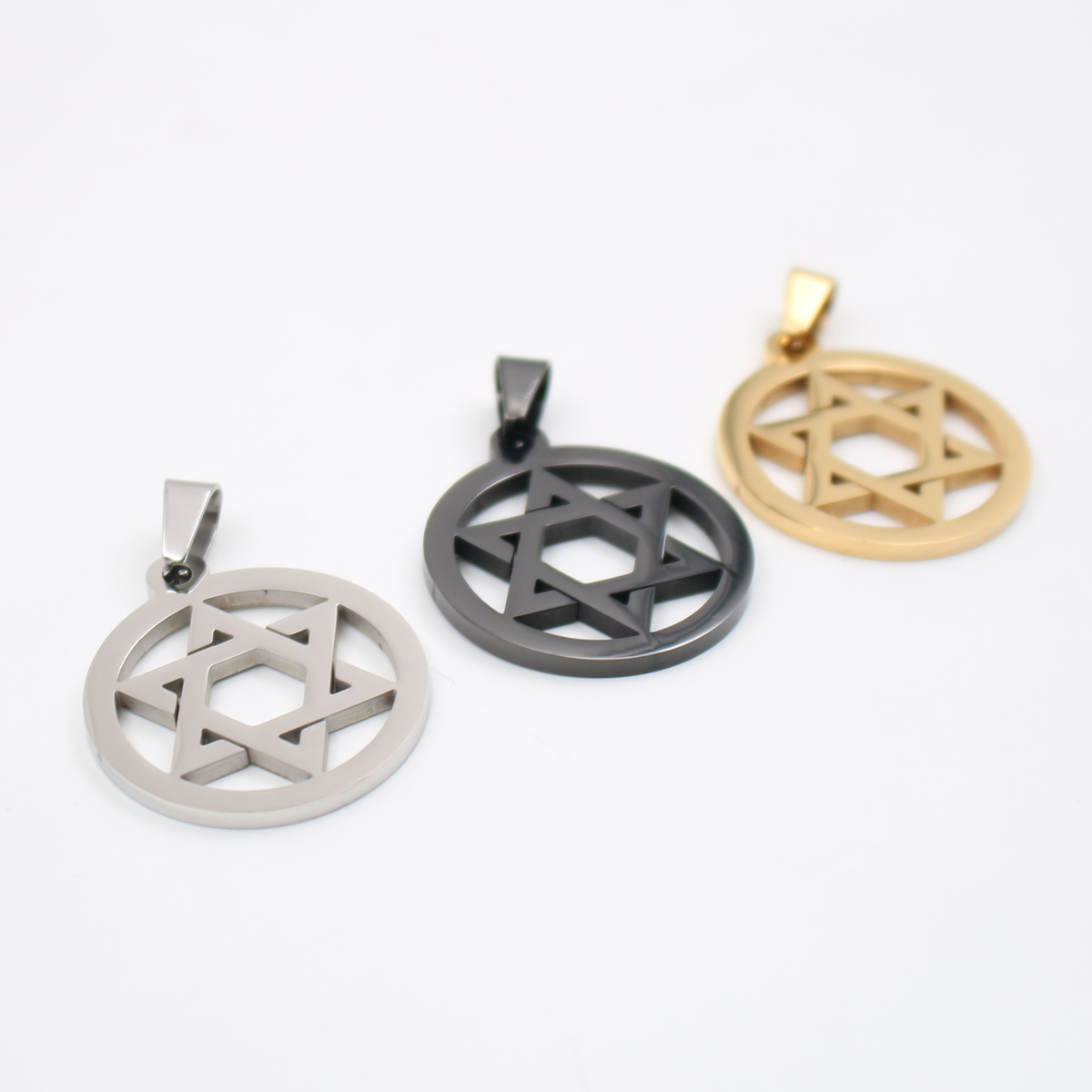 Judaism Jewelry Silver/Gold Hexagram Fashion Stainless steel star of David Pendant Box Chain Necklace Men gifts 24inch