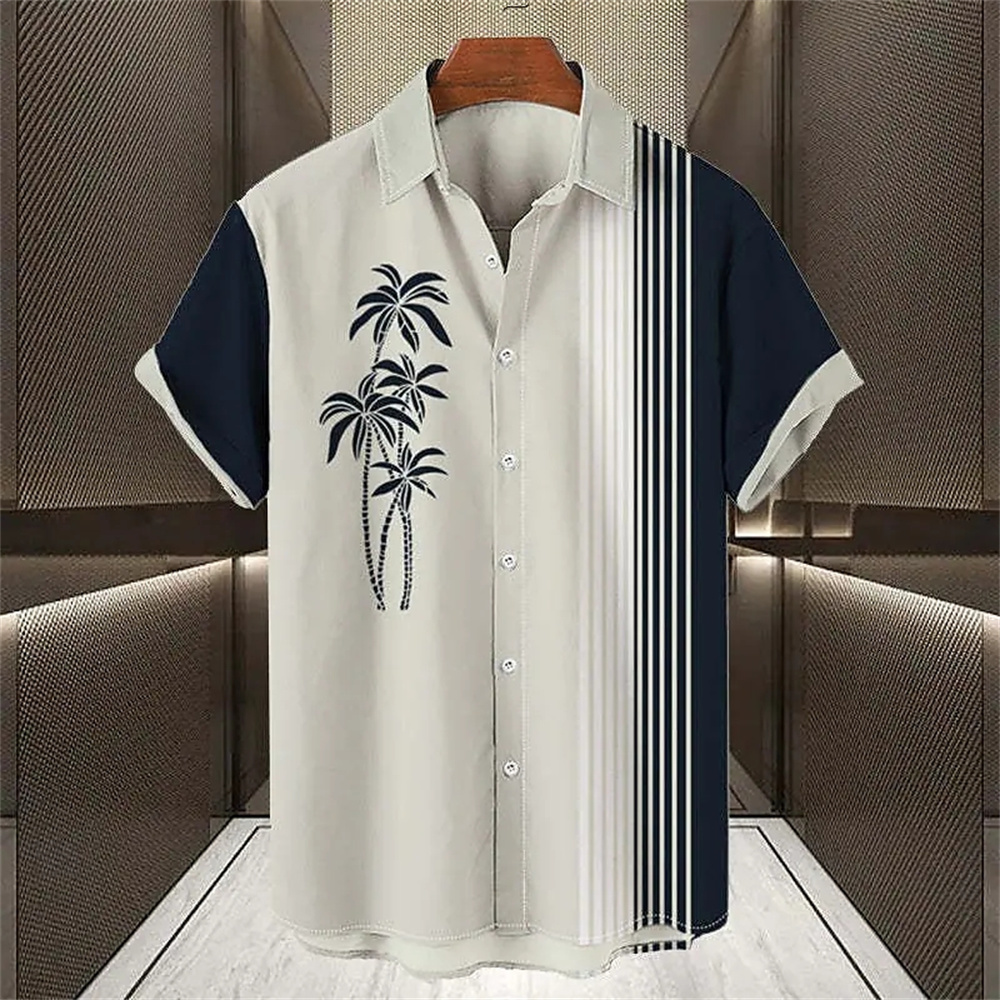 Men's Casual Shirts Men's Hawaiian Shirt Lapel Fashion Shortsleeved Loose Breathable Top Summer Coconut Retro Shirt For Men 3d Casual Beach 