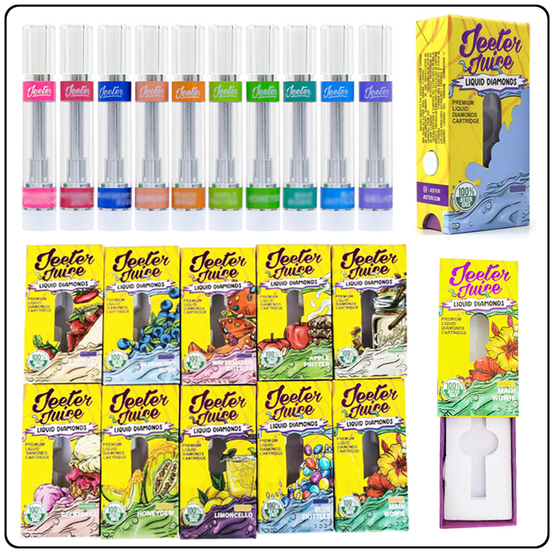 Jeeter Juice Premium Liquid Diamonds Cartridges 0.8ml 1.0ml Pressed Push Top Vape Carts With 10 Strains Newest Child Proof Drawer Box Packagings
Jeeter Juice Premium Liquid Diamonds Cartridges 0.8ml 1.0ml Pressed Push Top Vape Carts With 10 Strains Newest Child Proof Drawer Box Packagings