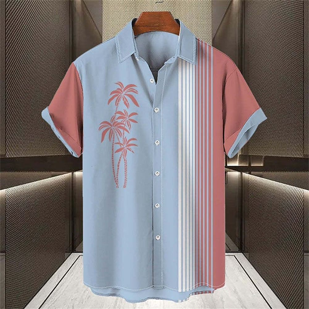 Men's Casual Shirts Men's Hawaiian Shirt Lapel Fashion Shortsleeved Loose Breathable Top Summer Coconut Retro Shirt For Men 3d Casual Beach 