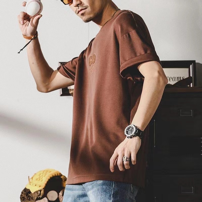 Men's T-Shirts American Classic Men'S T-Shirt Summer Round Neck Short Sleeve Casual T-Shirts 70% Cotton Male T Shirt Loose Plus Size 230426