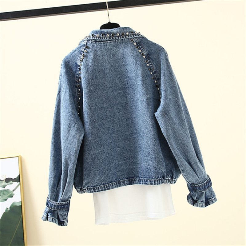 Women's Jackets Denim Jacket Women Spring Autumn Suit Collar Lapel Long Sleeve Top Korean Loose Casual Vintage Short Office Lady Clothes 230426