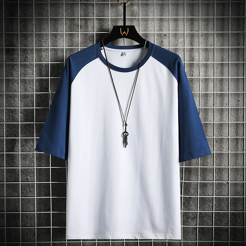 Men's T-Shirts Summer Men's Patchwork T-shirt 100% Cotton High Street Short Sleeve Hip Hop Loose O-neck T Shirt Casual Male Oversize Tees 23