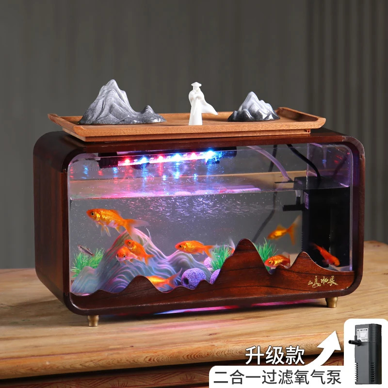 Aquariums Desktop fish tank running water ornaments modern circulating farming household Chinese gifts 231124