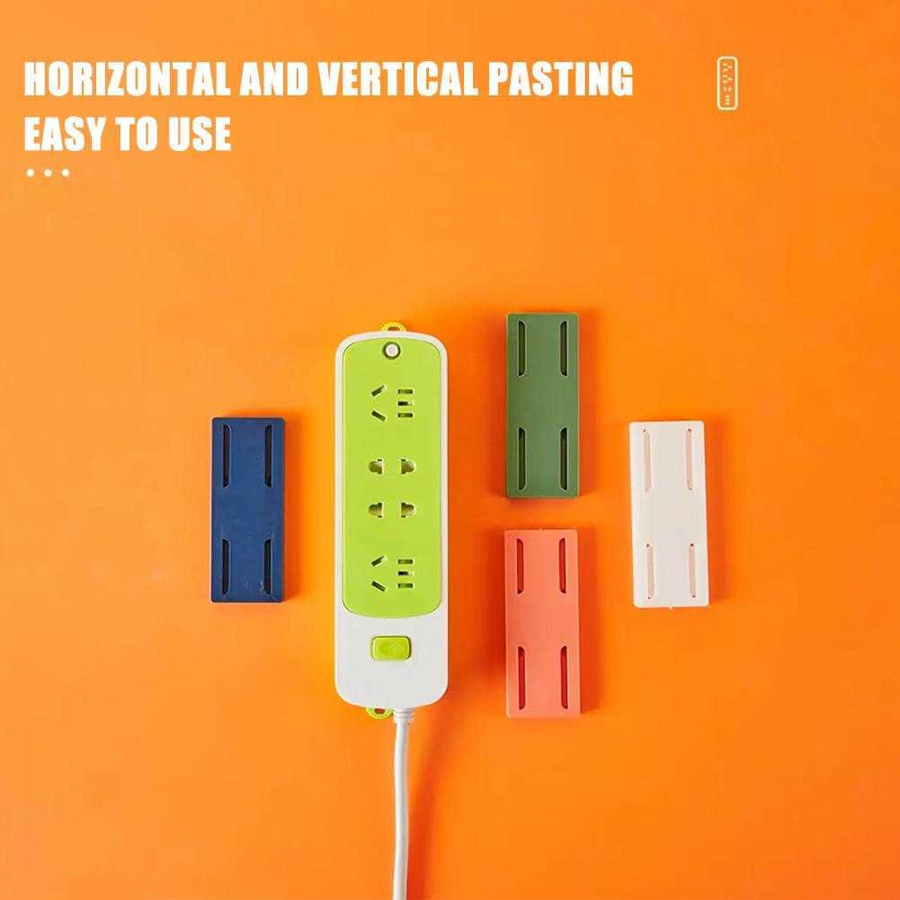 Wall-Mounted Socket Fixer Holder Punch-Free Traceless Plug Fixer Seamless Power Strip Holder Cable Wire Organizer Racks