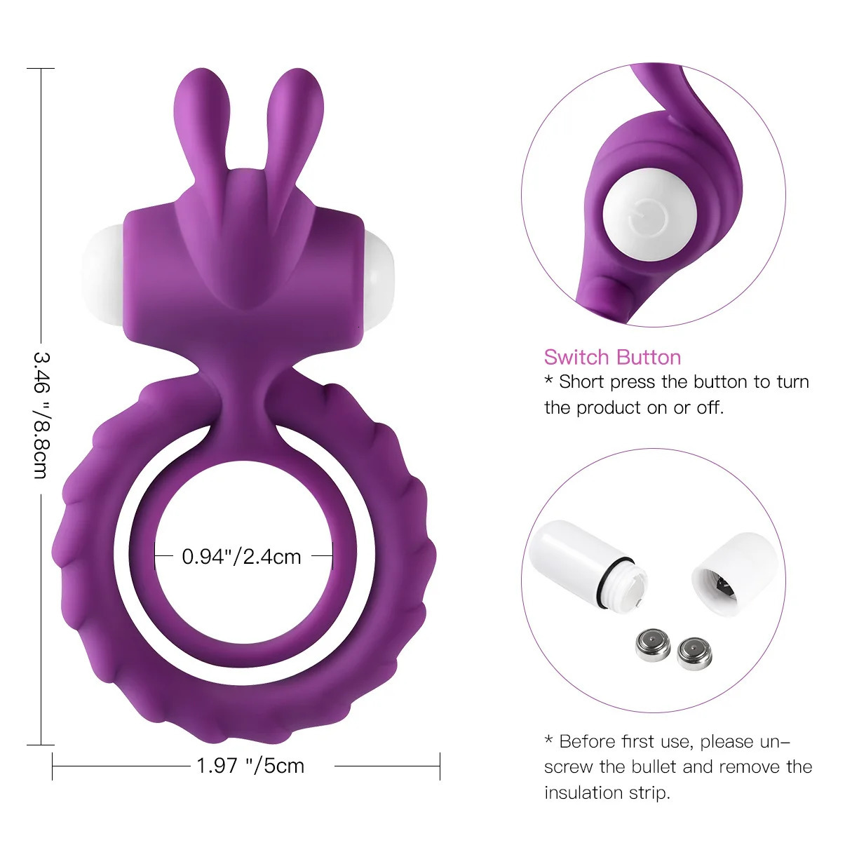 Cockrings Unisex Double Vib Powerful Soft Silicone Dual Vibrating Cock Ring Penis Rings for Couples Enhancing Harder Erection 231124