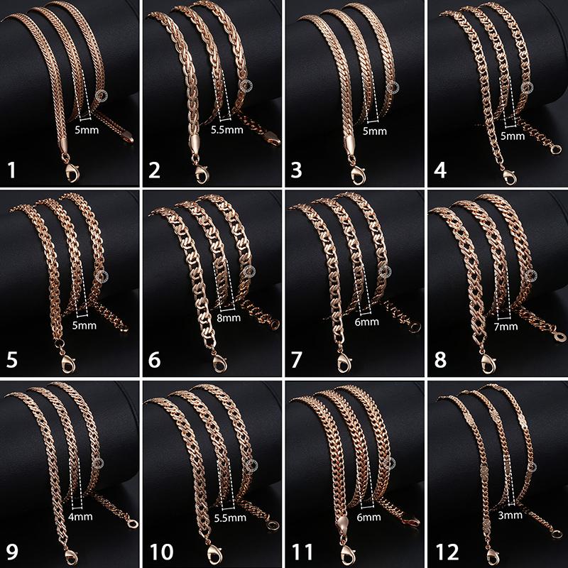 Chains Personalize Necklace For Women Men 585 Rose Gold Venitian Curb Snail Foxtail Link Fashion Jewelry 50cm 60cm CNN1