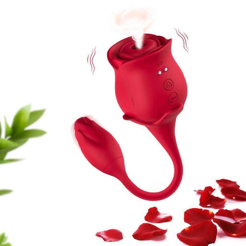 Usk E07 Women's Double Head Jump Single Suction Rose Can Enter the Body 10 Frequency Strong Shock Height