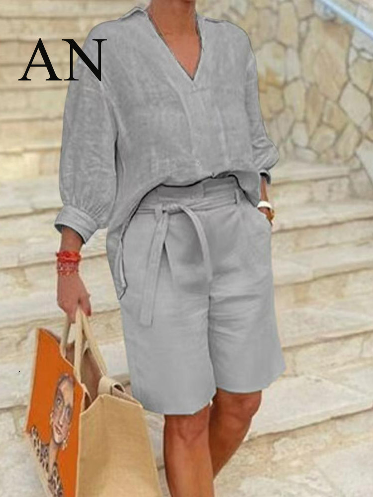 Women's Tracksuits Summer 2023 Cotton and Linen Fashion Casual Suit Loose Twopiece Set Women 2 Piece Pant s 230425