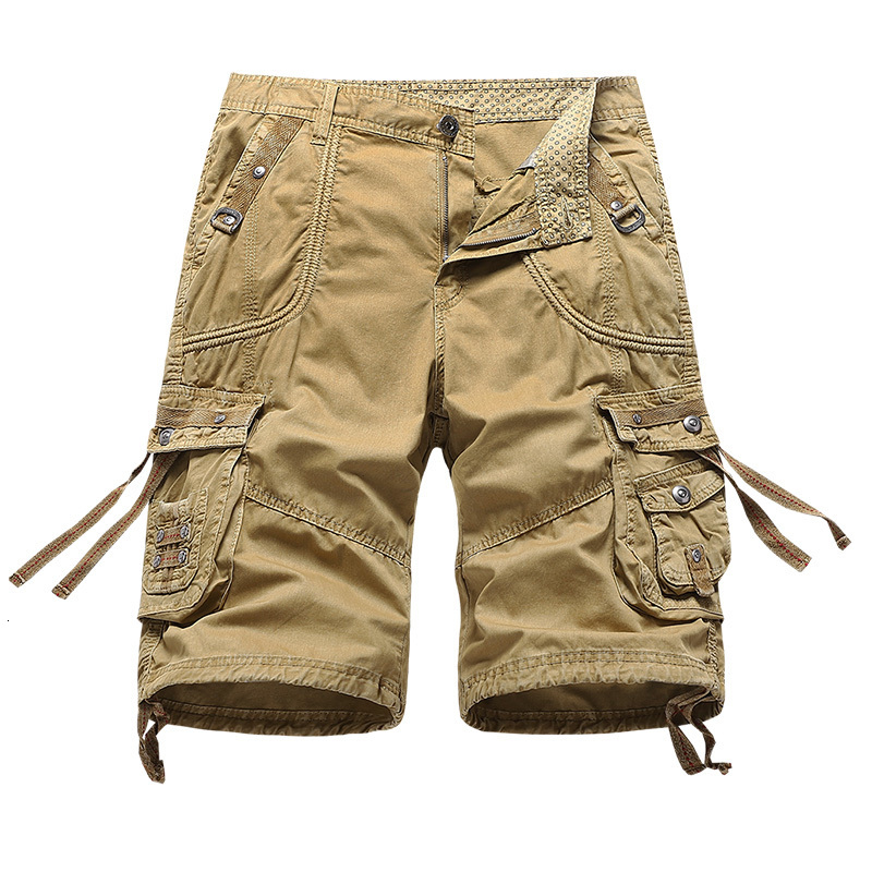 Men's Shorts Summer Cotton Men Short Pants Loose Absorb Sweat Cargo Shorts Men Fashion Overall Short Trousers Mens Casual Work Short 230426
