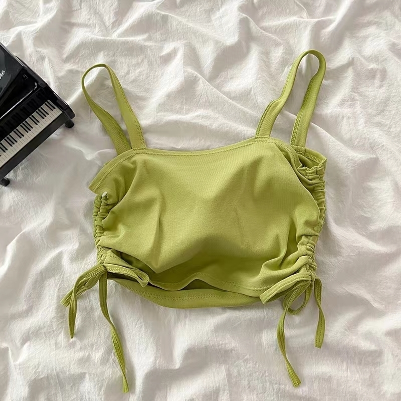 Camisoles Tanks ITOOLIN Cotton Camis Women With Bra Pad Drawstring Y2K Crop Tops Sports Tank Tops Backless For Women Camisole 230426