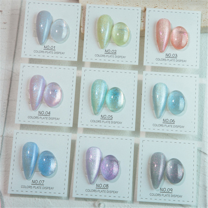 False Nails 8ml Diamond Shiny Gel Polish Cat Eye UV Magnetic Semi Permanent Varnishes Hybrid Reflective Colorful Art Varnish 230425