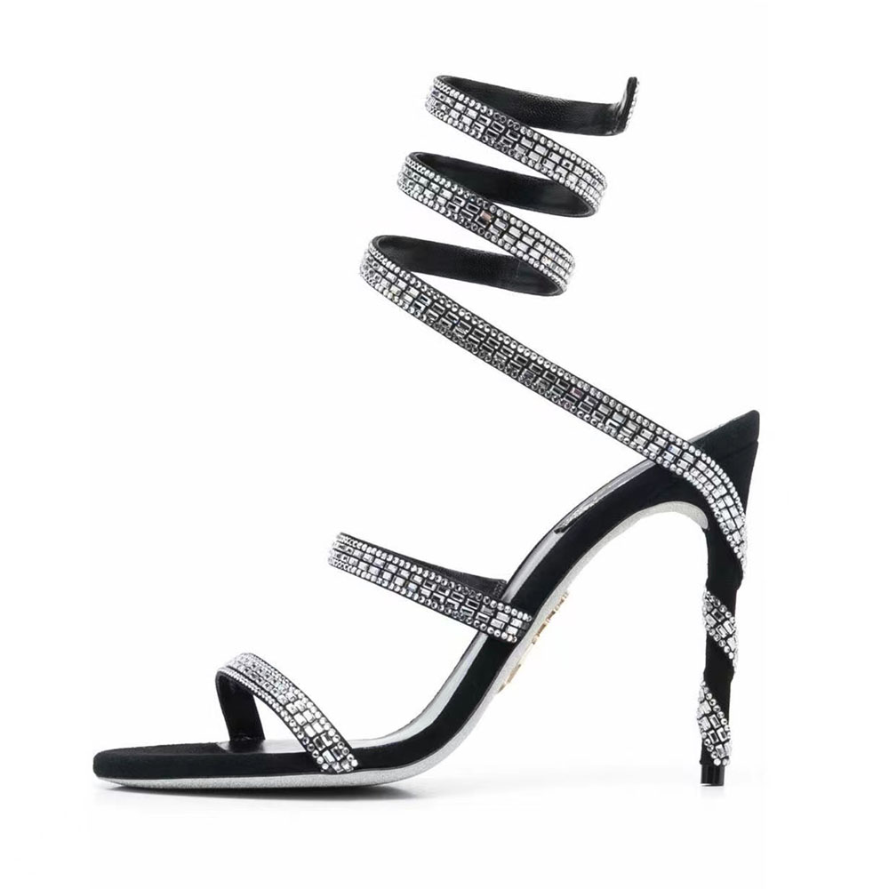 Rhinestone Snake Strass stiletto sandals Rene Caovilla crystal-encrusted Cleo 95mm Evening shoes women's high heels Ankle Wraparound luxury designer factory, Taupe
Rhinestone Snake Strass stiletto sandals Rene Caovilla crystal-encrusted Cleo 95mm Evening shoes women's high heels Ankle Wraparound luxury designer factory, Taupe