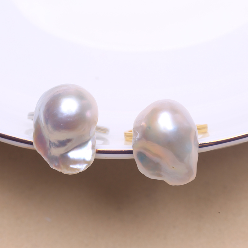 Solitaire Ring 925 Sterling Silver Classic Natural Freshwater Baroque Large irregularity Pearl Ring 1530MM adjustable size Fine jewelry RZ 230425