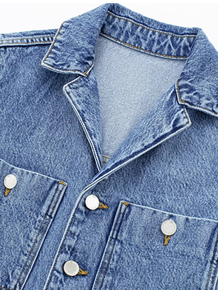 Women's Jumpsuits Rompers Women Denim Jumpsuit Woman Jean Overalls Long Sleeve Elegant Jumpsuits Y2k Streetwear Turn Down Collar Vintage Female 2