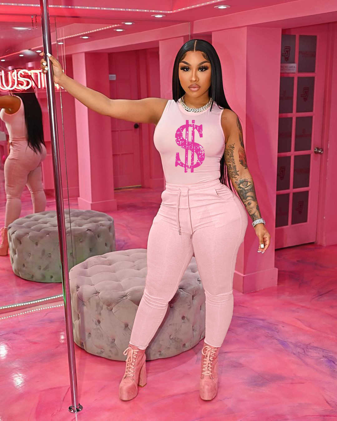 Designer 2023 summer Camisole Print pant suit womens solid color casual string pocket two-piece set