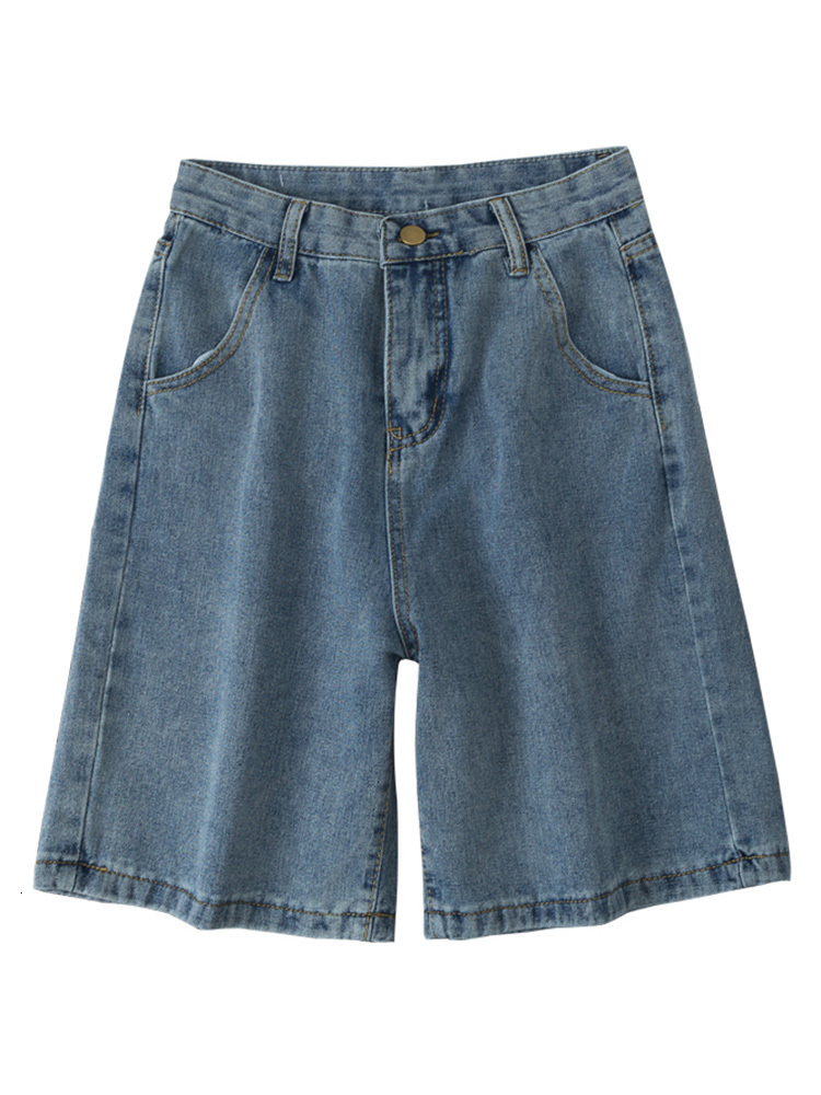 Women's Shorts Fitaylor Summer Women High Waist Blue Wide Leg Denim Shorts Casual Female Solid Streetwear Stright Jeans Bermuda Shorts 230425