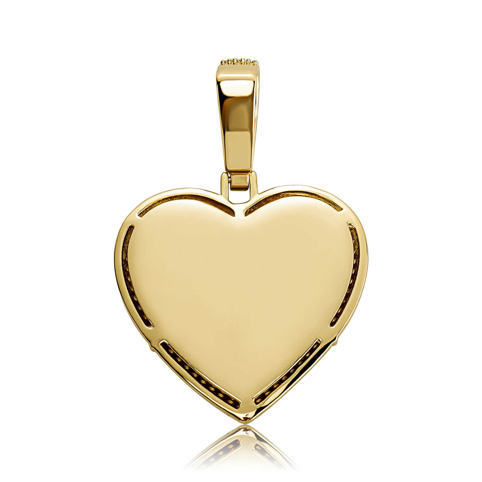 Hip Hop Zirconium Full Lock Love Heart Pendant Necklace Link Chain For Men And Women Rap Fashion Accessories 14k Real Gold Wolf TideJewelry Gemstone B