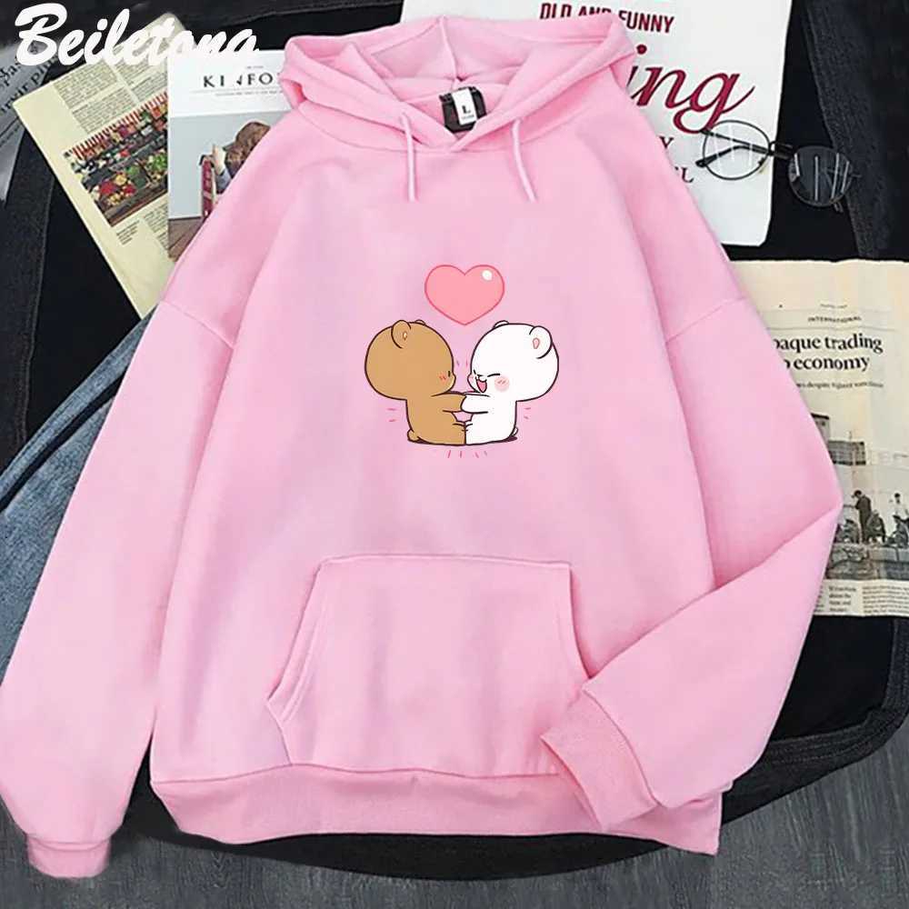 Women's Hoodies Sweatshirts Kawaii Milk And Mocha Printed Hooded Men Women Hoodies Plus Size Pullover Aesthetic Streetwear Couple Sweatshirt Unis