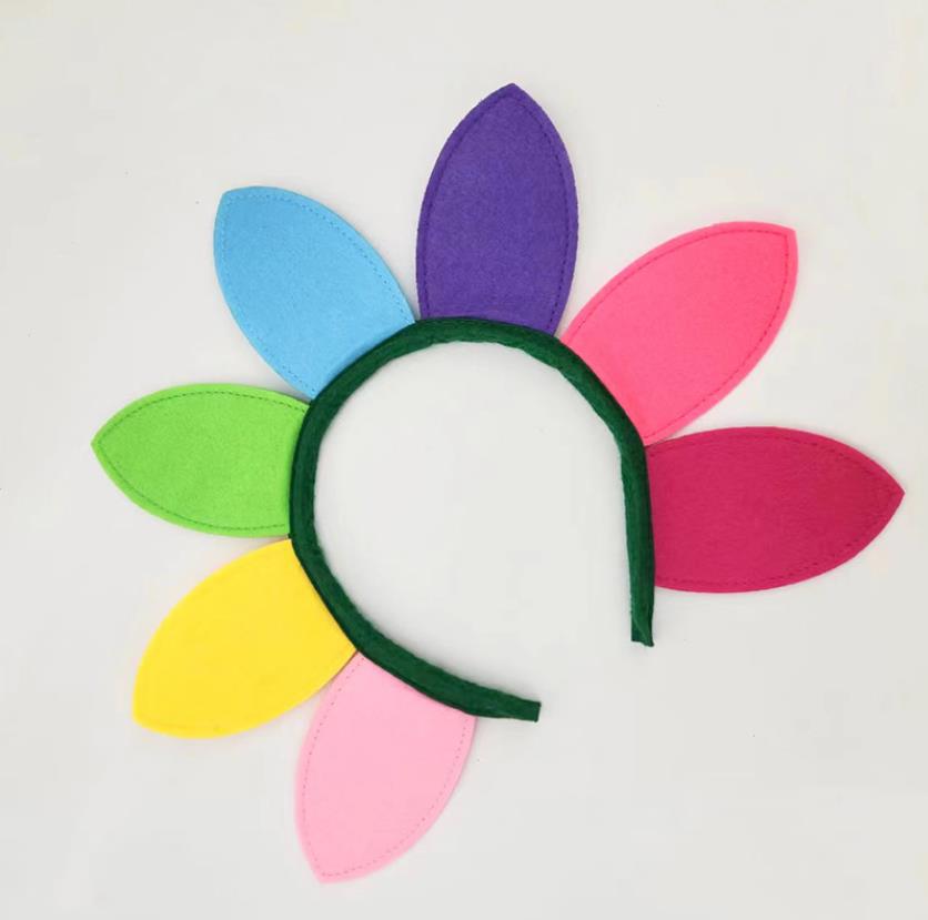 Boho Floral Crown Rainbow Flower Petal Headband Sunflower Hair Wreath Headwear Headpiece Hair Accessory for Women Girl