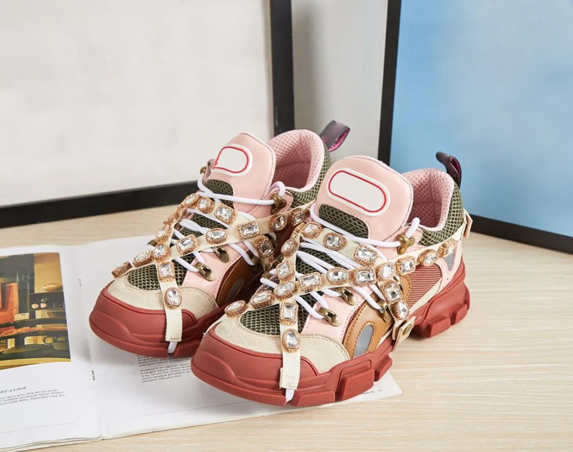 Flashtrek sneaker with shoes removable crystals Mens Luxury Designer Casual Shoe Fashion Luxurys Womens Designers Sneakers size