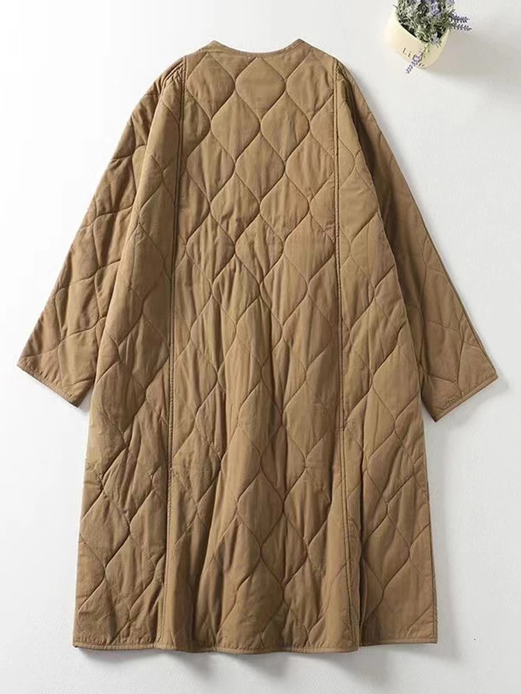 Women's Down Parkas Oversized Women 2023 Collarless Long Sleeve Singlebreasted Ladies Winter Coat Casual Thick Warm Outerwear Overcoat 231124