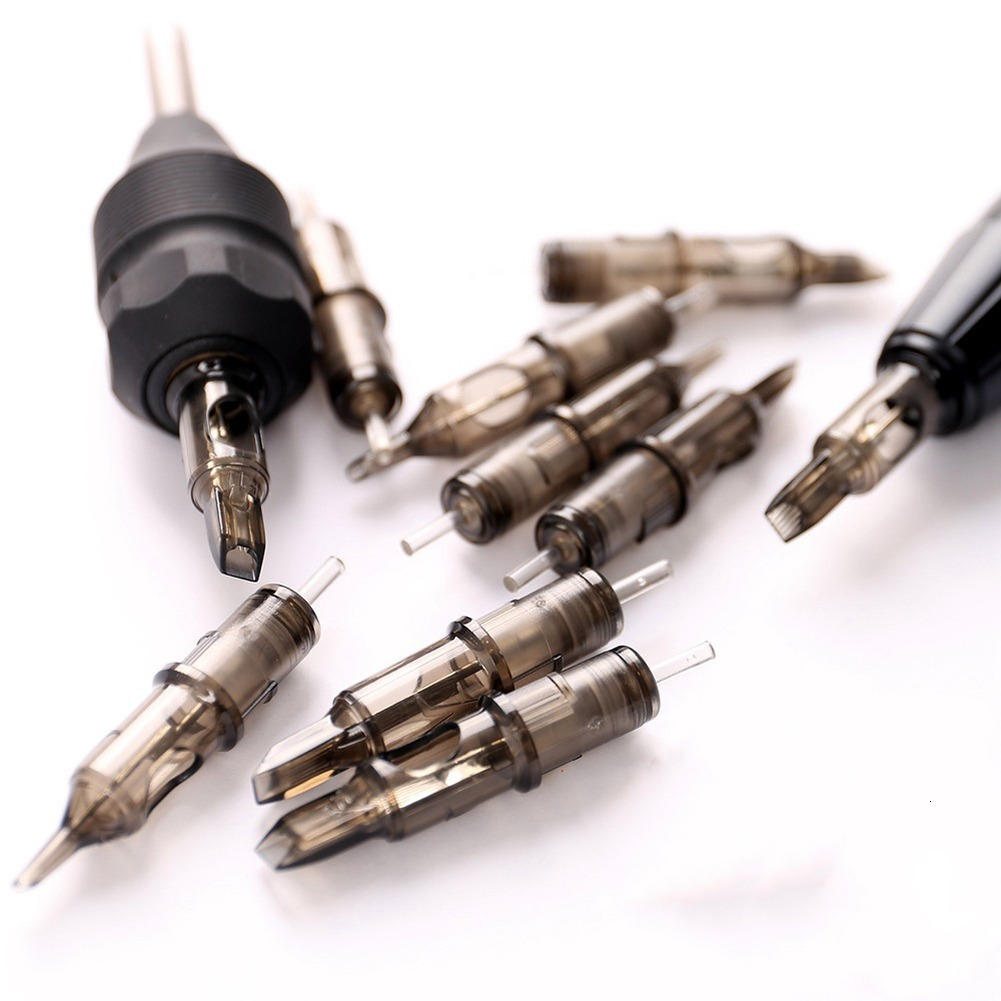 Tattoo Needles 10pcs 035MM Disposable Semi Permanent Makeup Cartridge Needle Eyebrow Pen Machine Supplies M1 RS RL RM Brown 230425