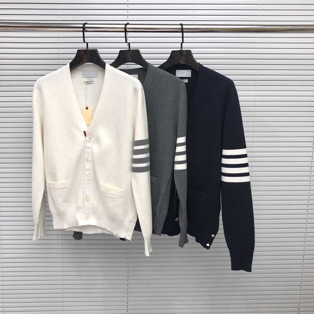 TB THOM Wool Sweaters Men Women Slim Fit V-Neck Cardigans Clothing Striped Cotton Design Spring and Autumn Casual Coat Tops, White
TB THOM Wool Sweaters Men Women Slim Fit V-Neck Cardigans Clothing Striped Cotton Design Spring and Autumn Casual Coat Tops, White