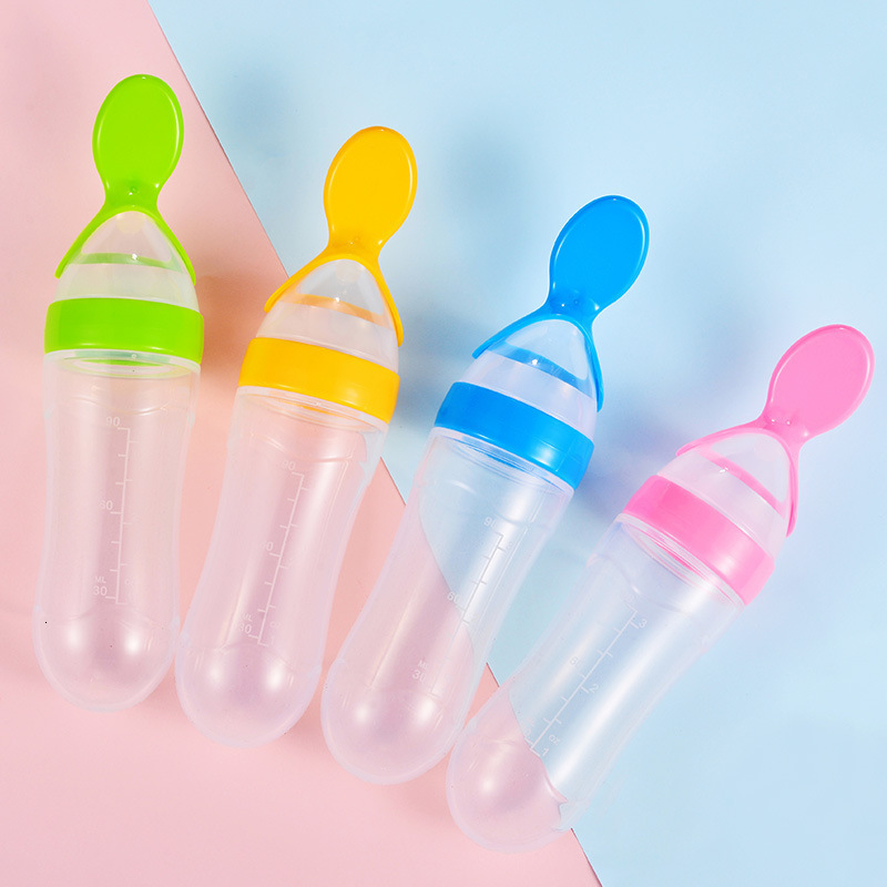 Baby Bottles# squeezing feeding bottle born baby training rice spoon infant cereal food supplement feeder safe tableware tools 230426