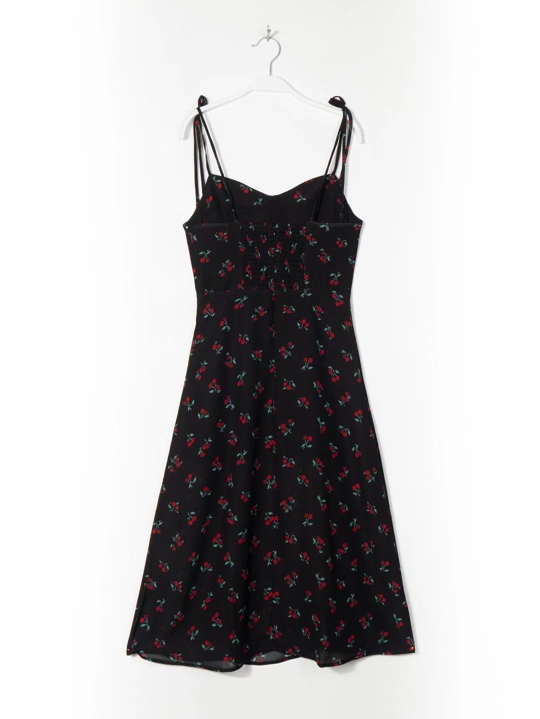 Foridol Strawberry Print White Chiffon Long Dress Women Spaghetti Strap Vintage Boho Summer Beach Maxi Sleeveless Sundress 220613