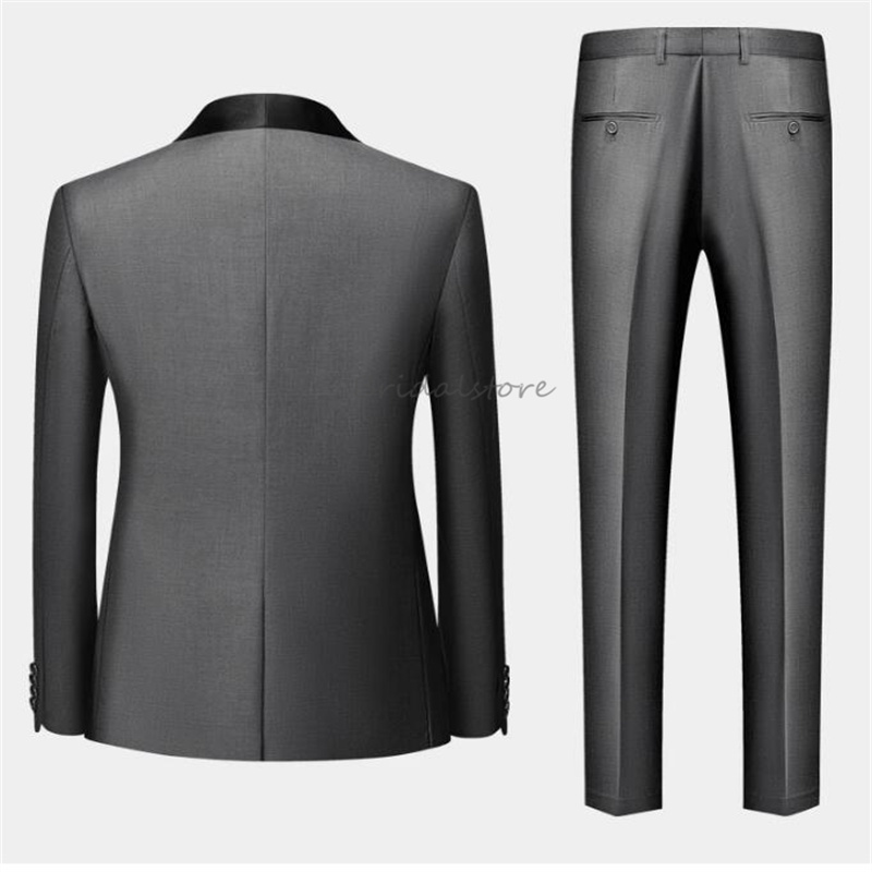 Fitted White Gray Wedding Tuxedos 2024 Peak Lapel Blazers Bespoke 3 Pieces Male Bussiness Slim Outfit Suit Royal Blue Burgundy Formal Prom Men Party S