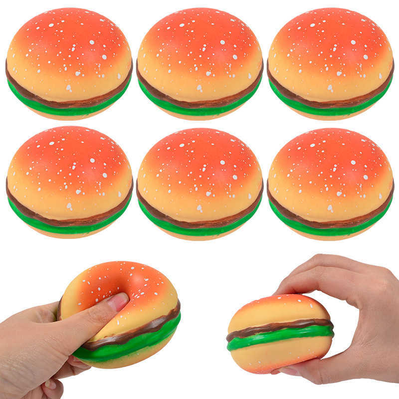 Decompression Toy Burger Stress Ball 3D Squishy Hamburger Fidget Toys Silicone Decompression Silicone Squeeze Fidget Ball Fidget Sensory Toy 2022