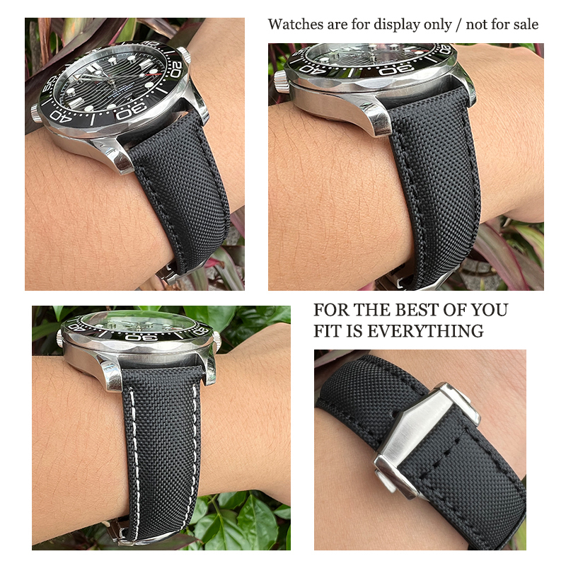 Watch Bands 19mm 20mm 21mm 22mm Nylon band For OMEGA 300 Fabric Leather Canvas Strap 230426