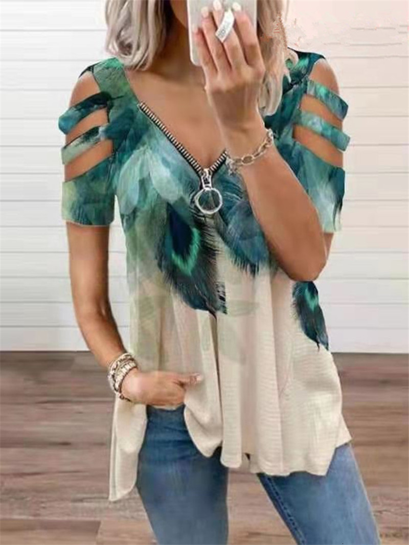 Women's T Shirt Kaus Cetak Wanita Musim Panas Atasan Lengan Pendek Kasual Longgar Streetwear Boho 230427