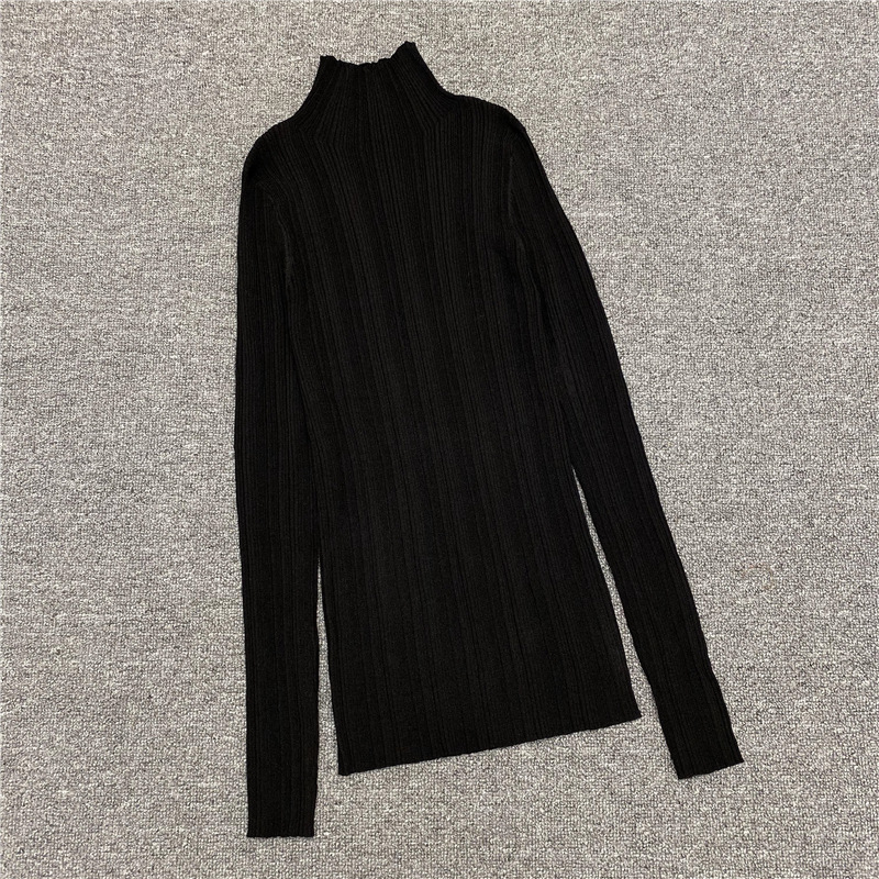 tt Women Semi-turtleneck Style Knit Base Slim-fit Top