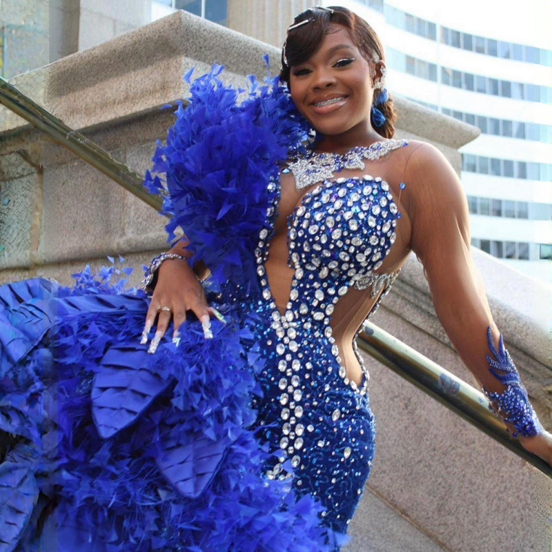Royal Blue Aso Ebi Arabic Mermaid Prom Dress Beaded Sexy Formal Party Second Reception Birthday Engagement Dresses Robe De Soiree Gowns Pageant Plus S