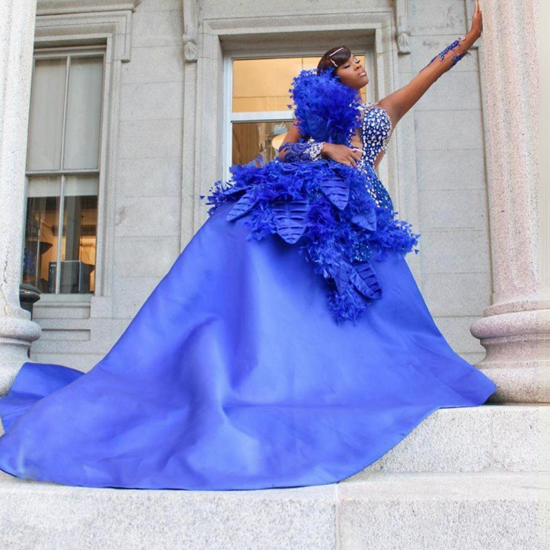 Royal Blue Aso Ebi Arabic Mermaid Prom Dress Beaded Sexy Formal Party Second Reception Birthday Engagement Dresses Robe De Soiree Gowns Pageant Plus S