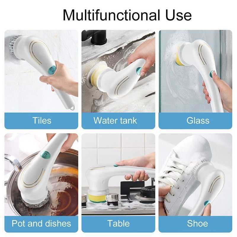 5 in 1 Electric Cleaning Handheld Kitchen Bathroom Wash Brush WaterProof Sink Clean Tool Multifunctional Bathtub Cleaner