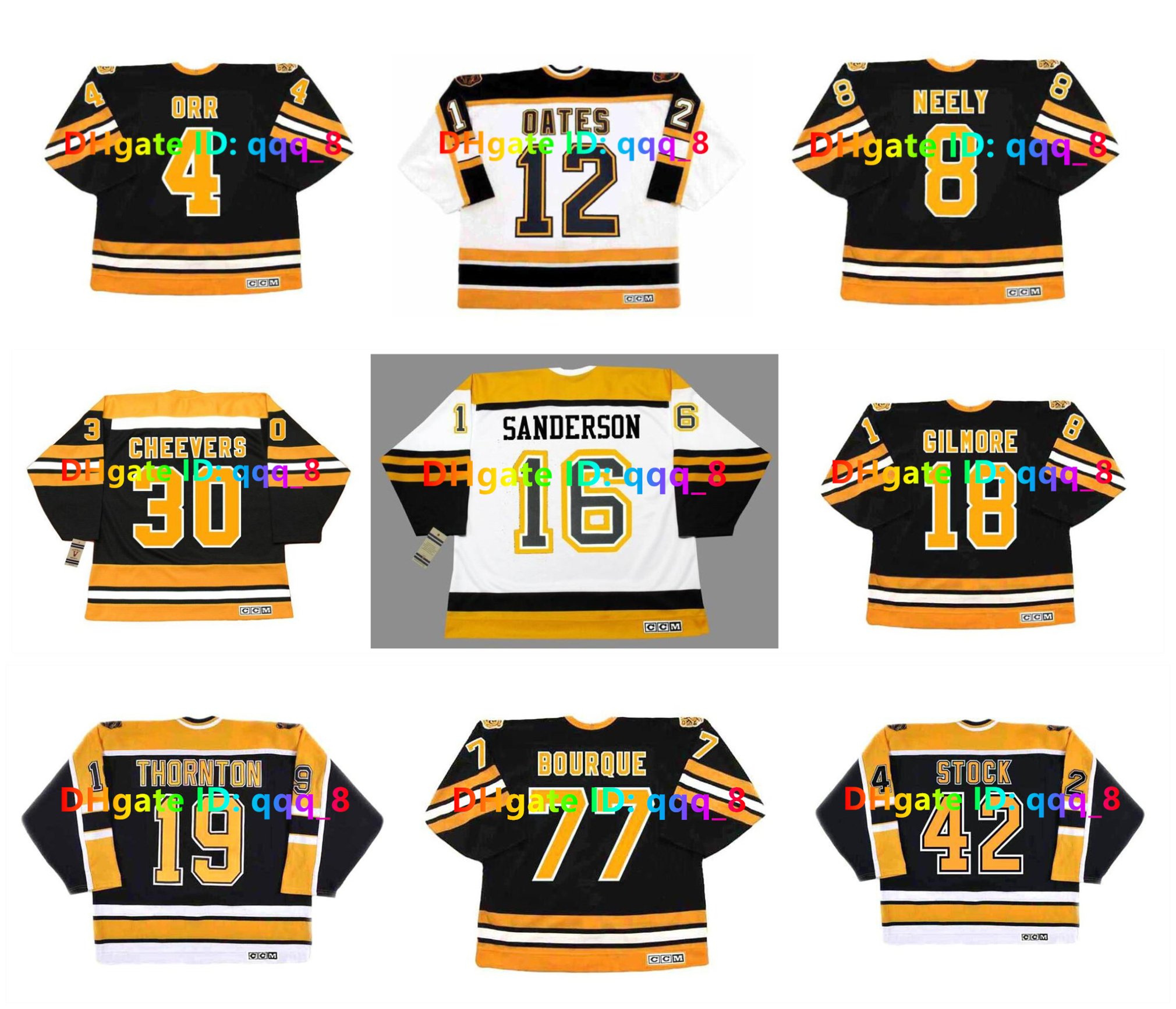 BOBBY ORR RAYMOND BOURQUE Custom CCM Throwback Boston Hockey Jersey ADAM OATES CAM NEELY DEREK SANDERSON WILLIE OREE GERRY CHEEVERS HAPPY GILMORE THORNTON Size S-4XL