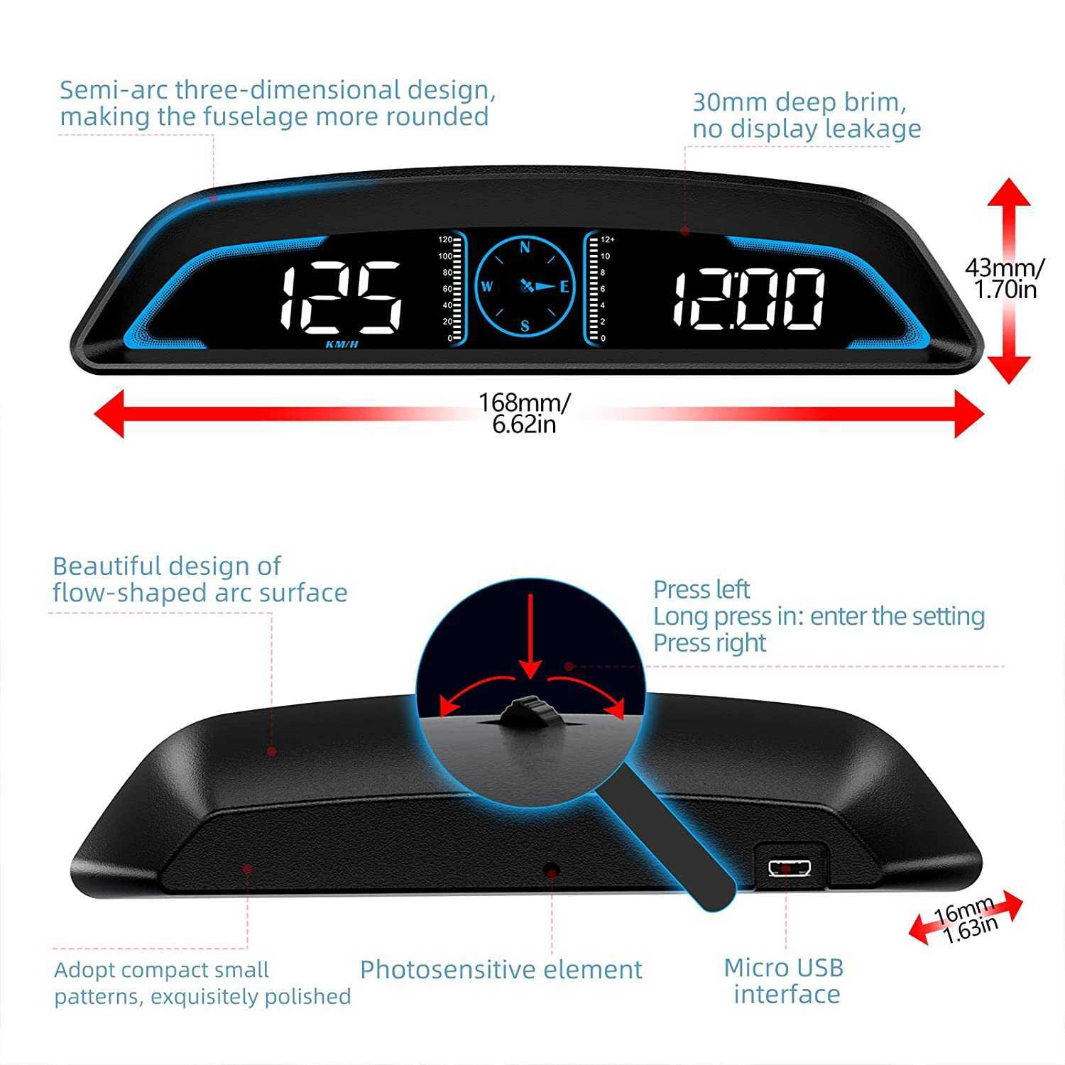 2022 GPS HUD Auto Speedometer Head Up Display Car Smart Digital Alarm Reminder Meter Car Electronics Accessories for All Car