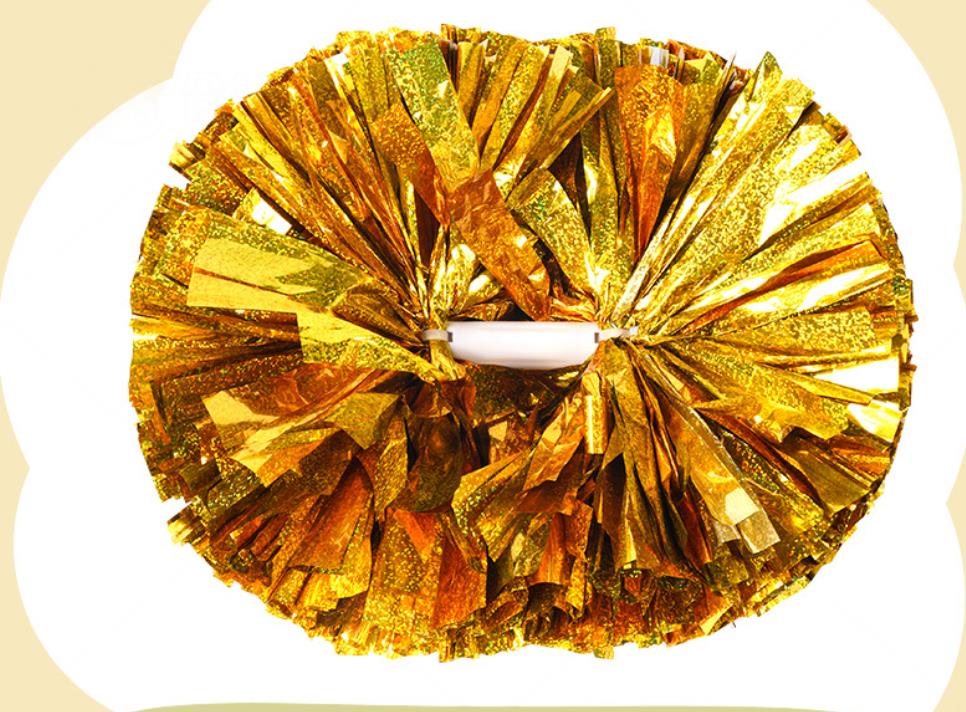 Metallic Holographic Cheerleader Pom Poms with Baton Handle Professional Cheer Pompoms for Sports Team Spirit Party Training Costume Accessories