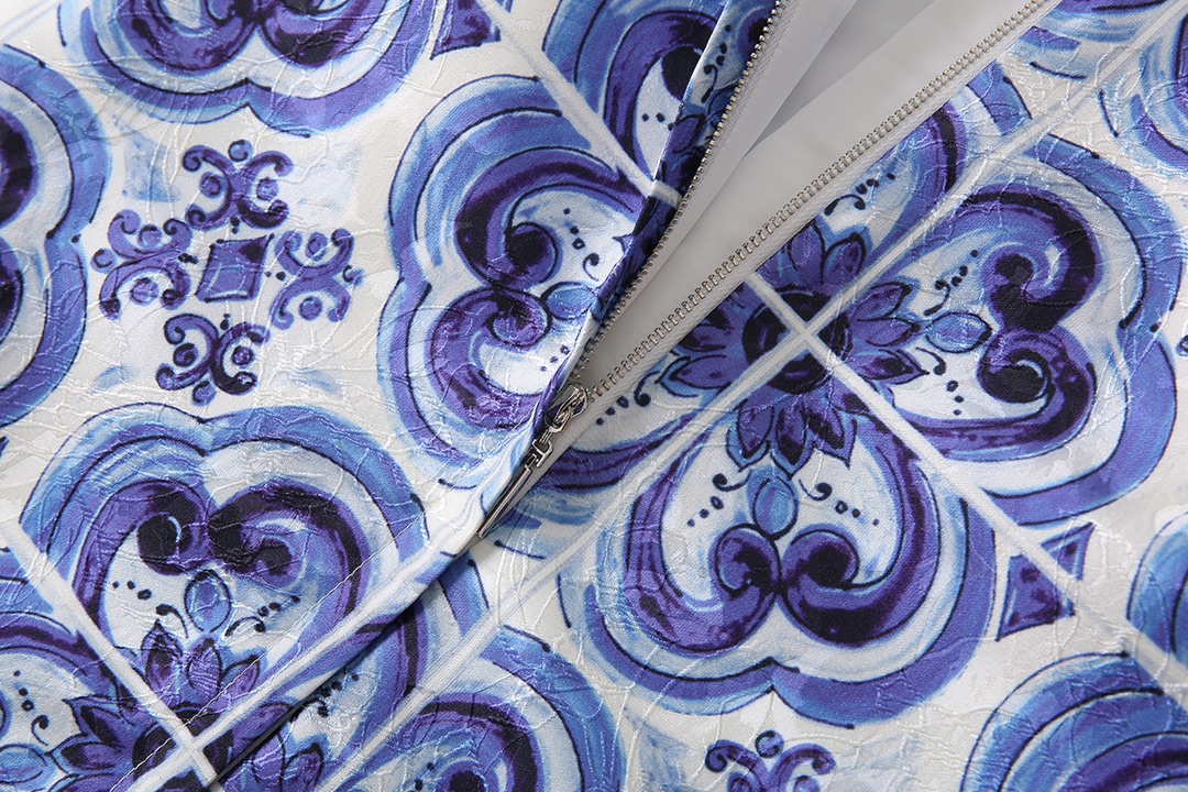 Blue Porcelain Print Dress: Designer Party Wear | Sleeveless Gathered Waist Birthday Dresses C260311