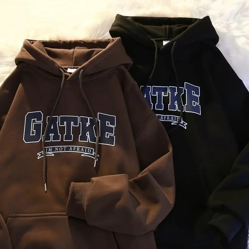 Men's Hoodies Sweatshirts Men Autumn And Winter Velvet Thickened Hooded Japanese Casual Loose Couple Fashion Versatile Harajuku Cute 231124