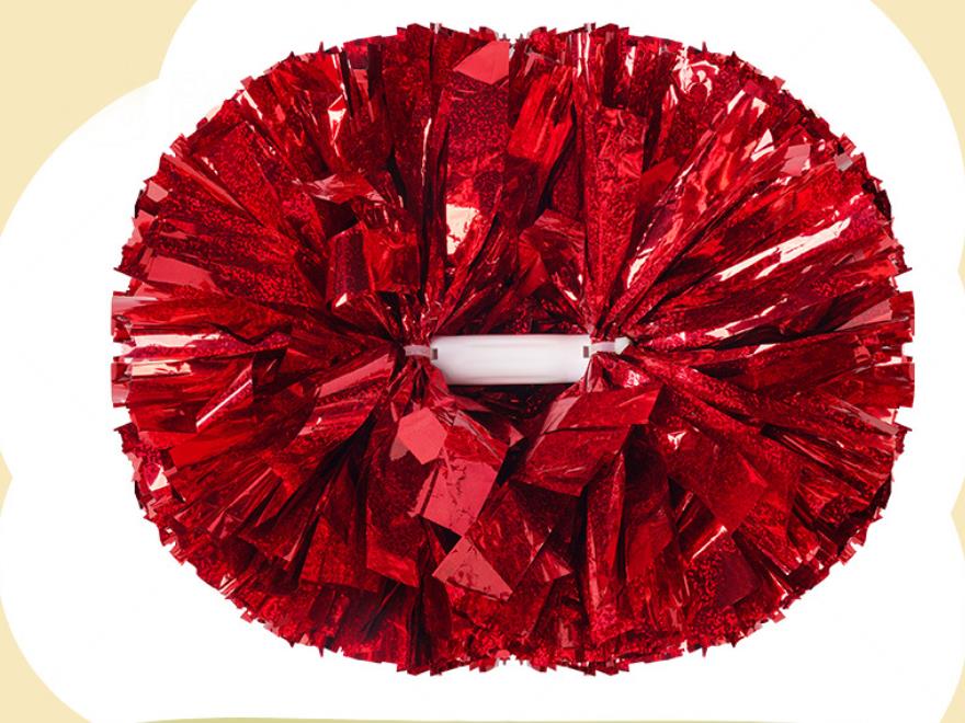 Metallic Holographic Cheerleader Pom Poms with Baton Handle Professional Cheer Pompoms for Sports Team Spirit Party Training Costume Accessories