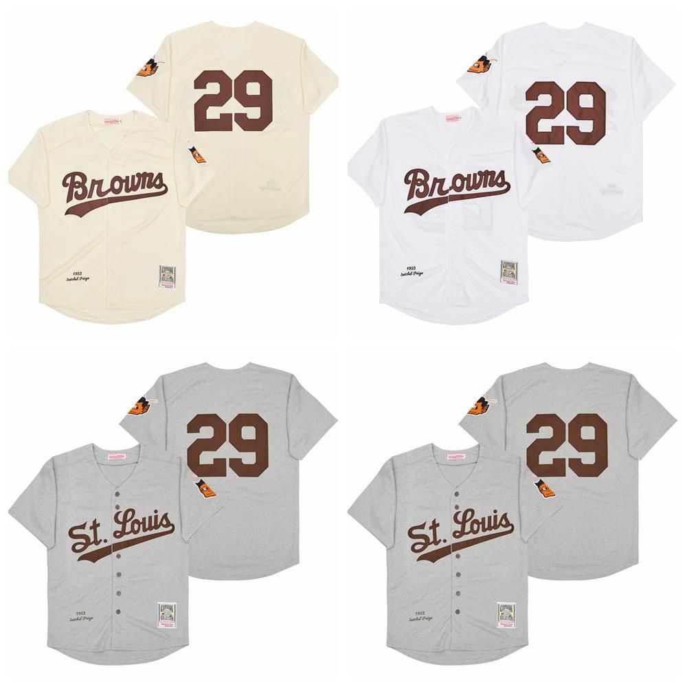 Baseball Jerseys Throwback Baseball 29 Satchel Paige Jersey 1953 White CREAM GREY Team Color Vintage Cool Base Embroidery And Sewing Retro Breathable For