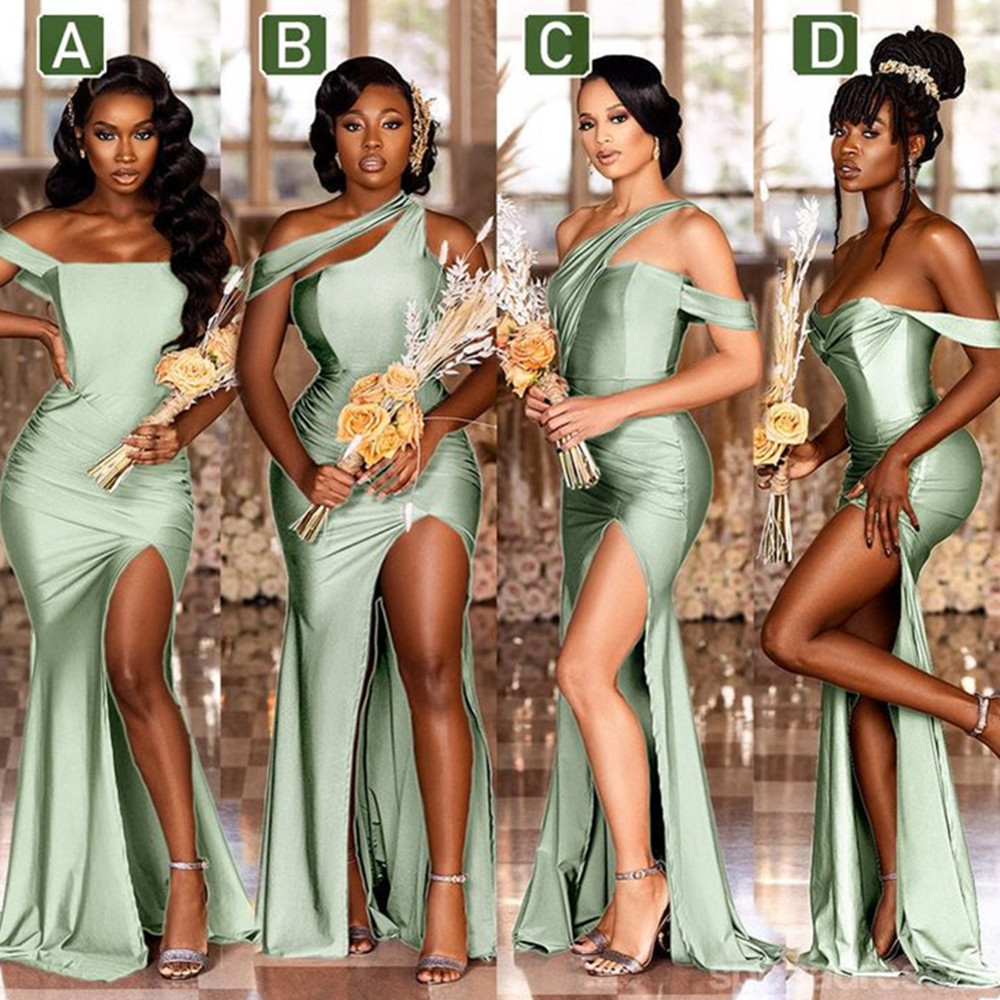Modest Mermaid Bridesmaid Dresses One Shoulder Guest Gowns Prom Dress Vestido de Novia Custom Made Women Formal Dress