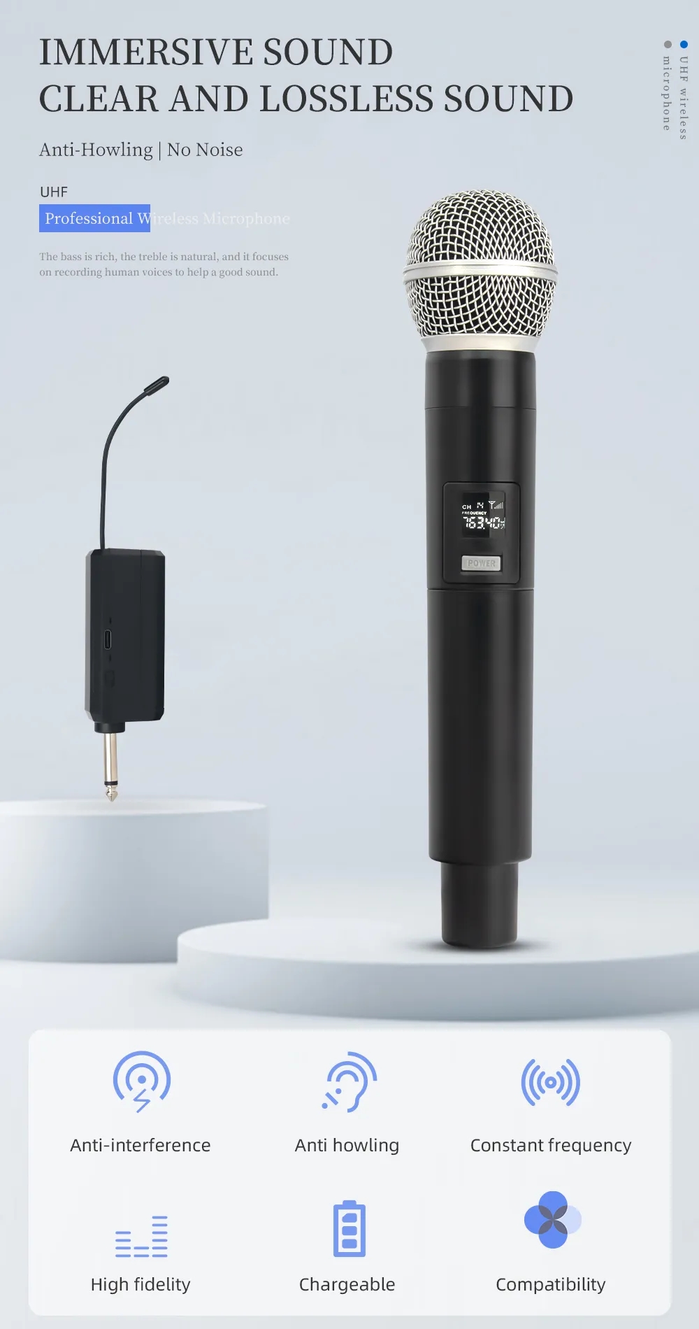 Wireless Universal Microphone Microphone Live Sound Card Amplifier Mixer Professional Handheld Dynamic Mic Karaoke System Micphone with Receiver