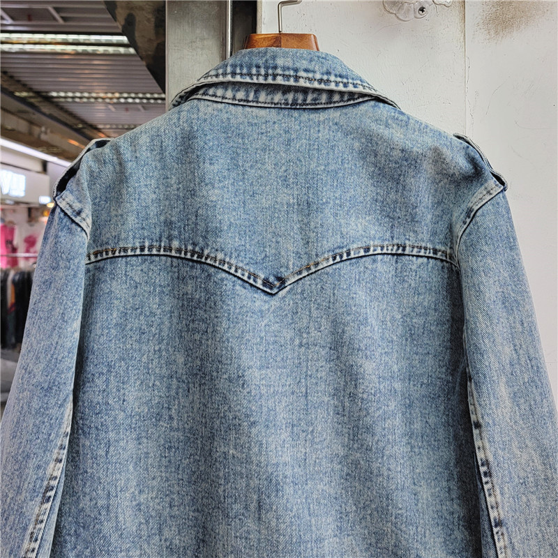 Women's Jackets Streetwear Fashion Denim Jackets Women Korean Loose Short Cowboy Outerwear Rivet Diamonds Big Pocket Jeans Jacket Coat Female 230